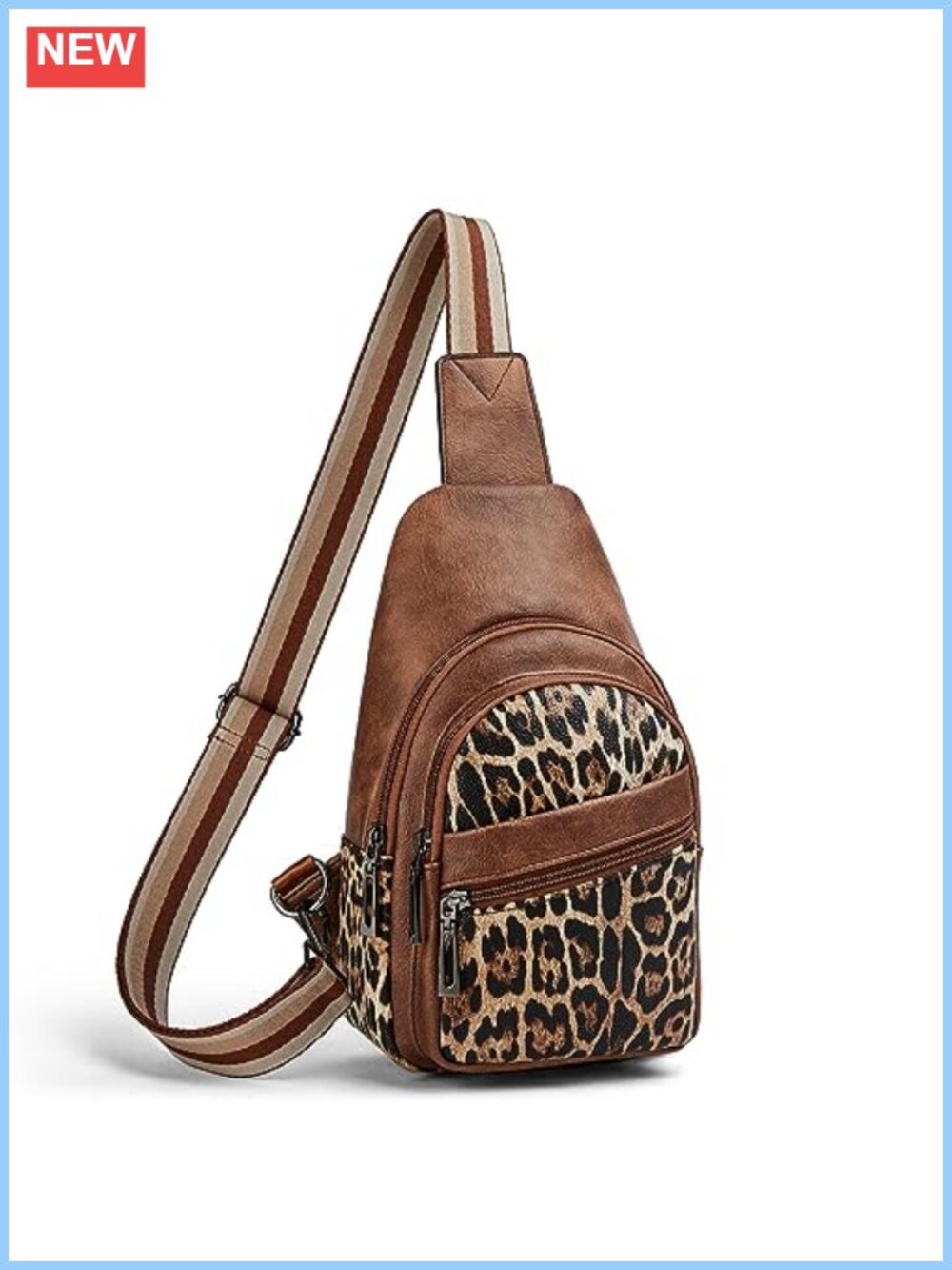 Vegan PU Leather Crossbody Sling Bag Adjustable Strap Anti Theft